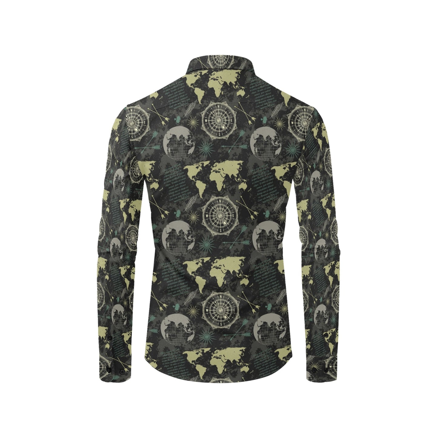 World Map Print Design LKS303 Men's Long Sleeve Dress Shirt
