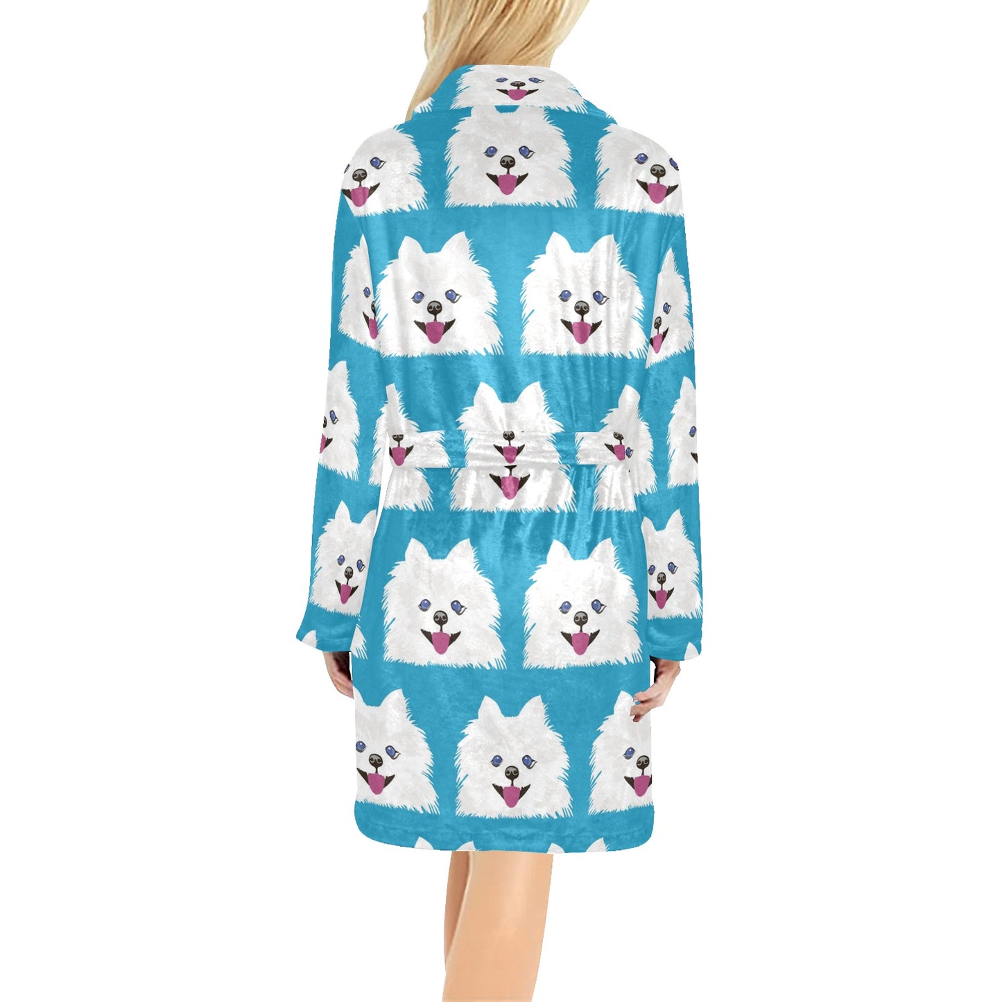 Pomeranians Pattern Print Design A05 Women's Fleece Robe