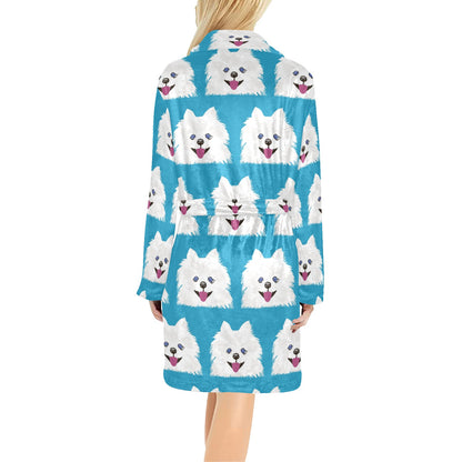 Pomeranians Pattern Print Design A05 Women's Fleece Robe