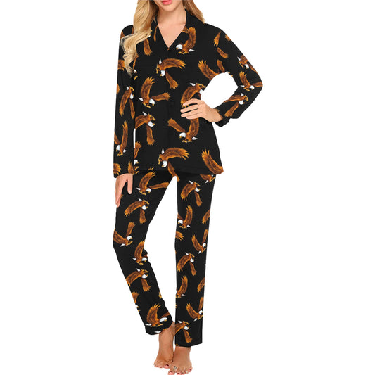 Eagles Print Pattern Women's Long Pajama Set