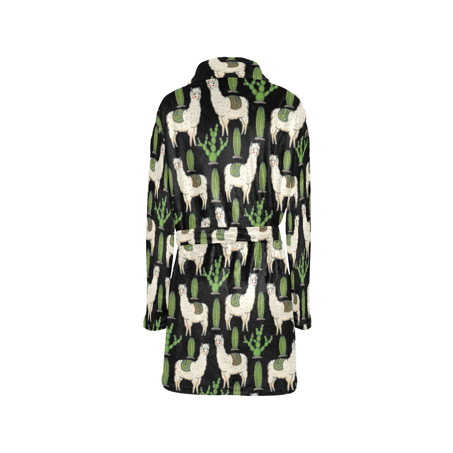 Llama Cactus Pattern Print Design 011 Women's Fleece Robe