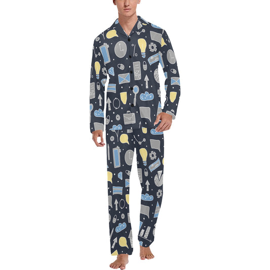 Accounting Financial Pattern Print Design 04 Men's Long Pajama Set