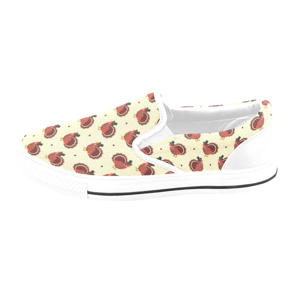 Thanksgiving Print Design LKS3010 White Slip Ons Canvas Women's Shoes
