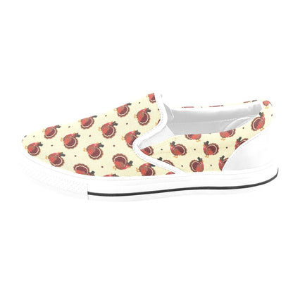Thanksgiving Print Design LKS3010 White Slip Ons Canvas Women's Shoes