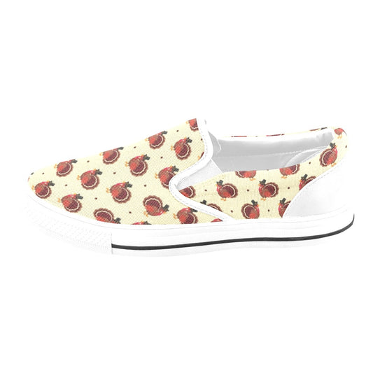 Thanksgiving Print Design LKS3010 White Slip Ons Canvas Women's Shoes