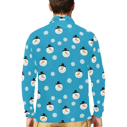 Snowman Print Design LKS303 Long Sleeve Polo Shirt For Men's