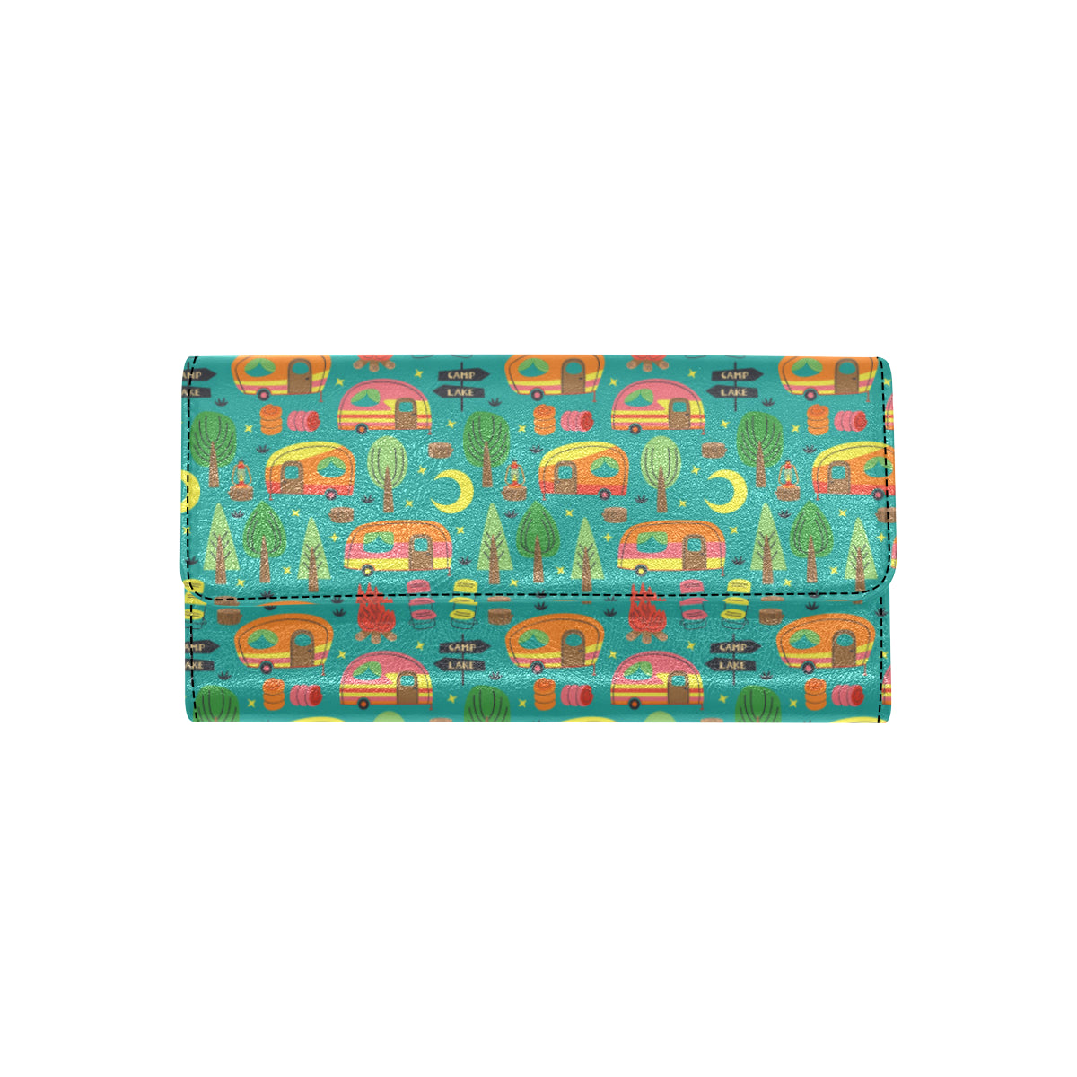 Camping Camper Pattern Print Design 05 Women's Trifold Wallet