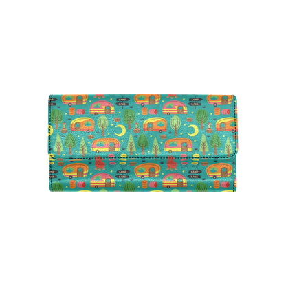 Camping Camper Pattern Print Design 05 Women's Trifold Wallet