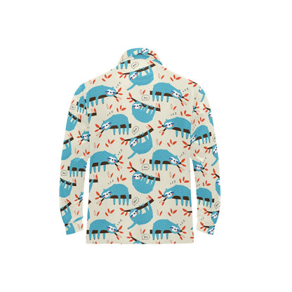 Sloth Print Design LKS3011 Long Sleeve Polo Shirt For Men's
