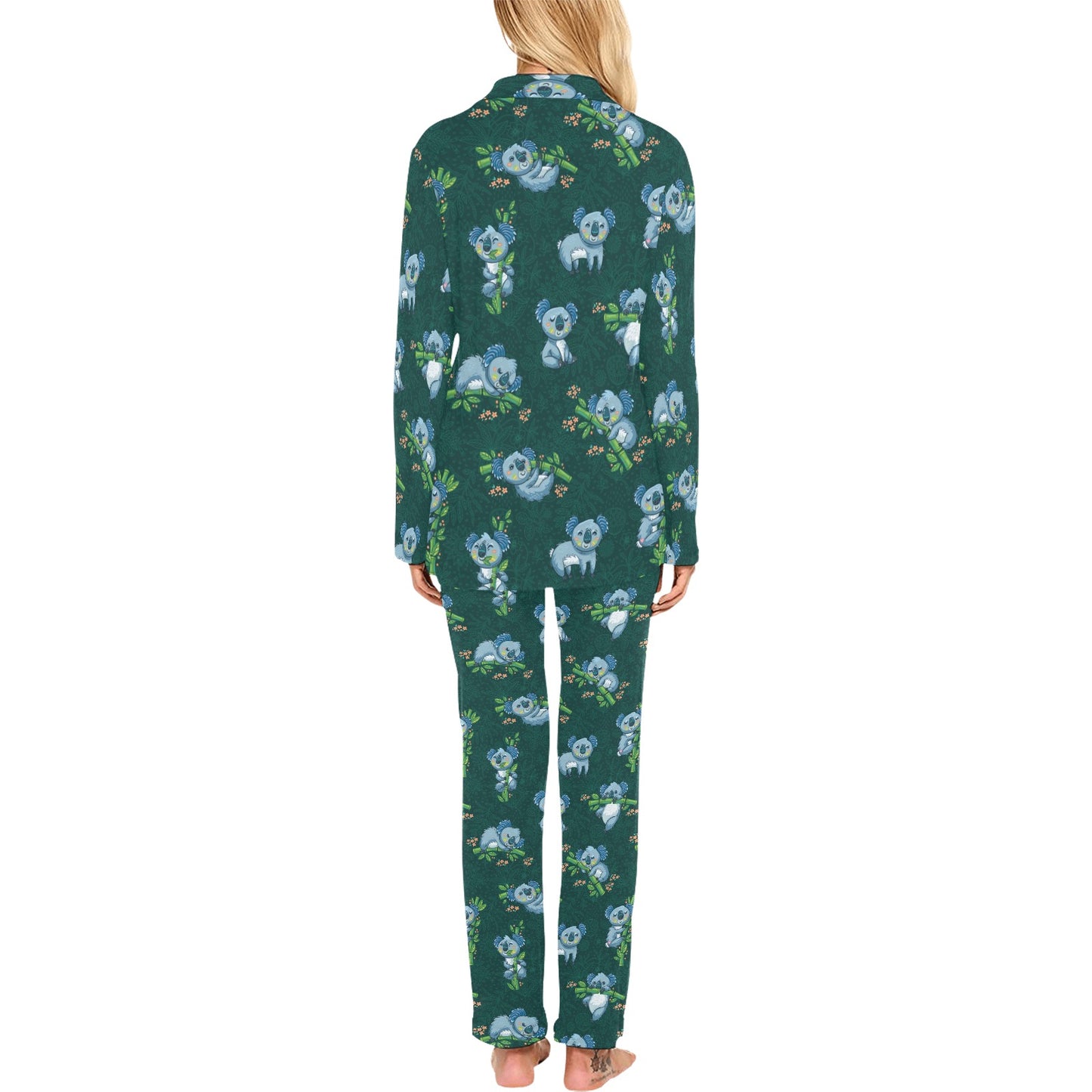 Koala Blue Design Print Women's Long Pajama Set