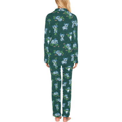 Koala Blue Design Print Women's Long Pajama Set