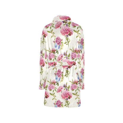 Carnations Pattern Print Design CN02 Women's Fleece Robe
