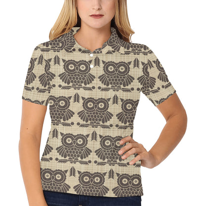 Owl Pattern Print Design A01 Women's Polo Shirt