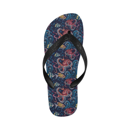 Underwater Giant Squid Print Design LKS302 Flip Flops