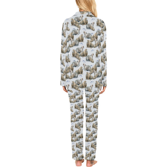 Walrus Print Design LKS401 Women's Long Pajama Set
