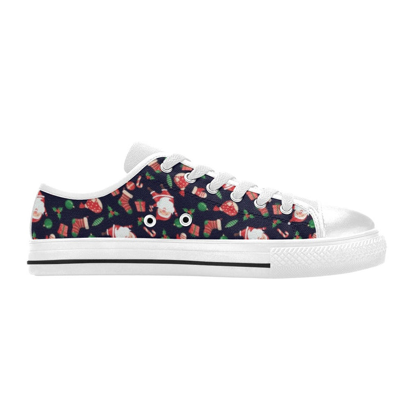 Santa Christmas Themed Print Design LKS304 Women's White Low Top Shoes