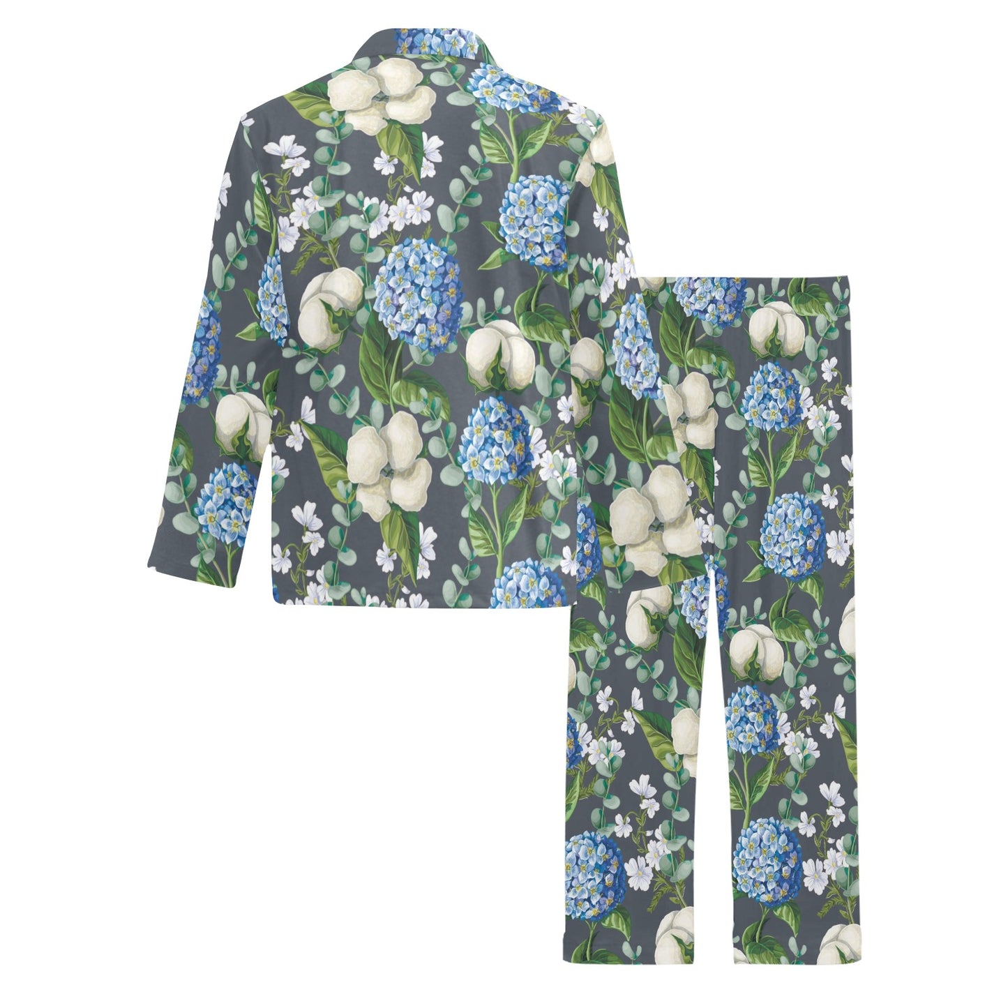 Hydrangea Pattern Print Design 02 Men's Long Pajama Set