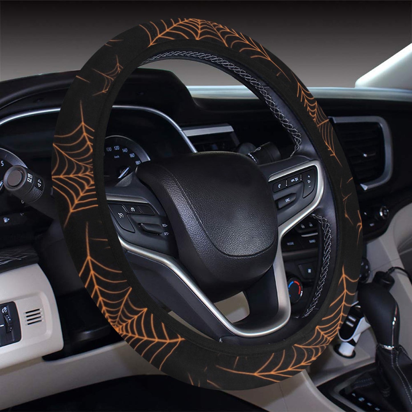 Spider Web Print Design LKS306 Steering Wheel Cover with Elastic Edge