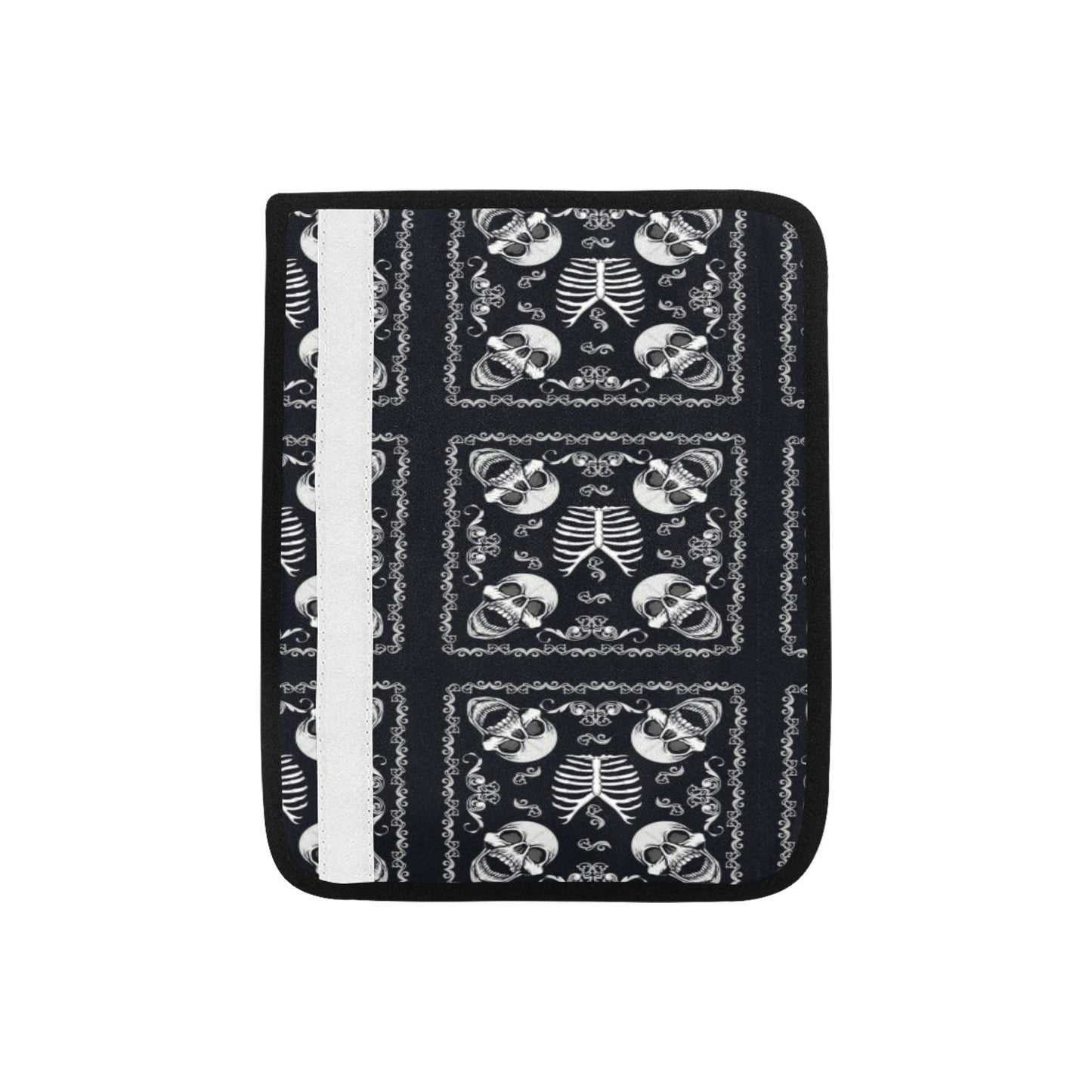 Bandana Skull Black White Print Design LKS306 Car Seat Belt Cover