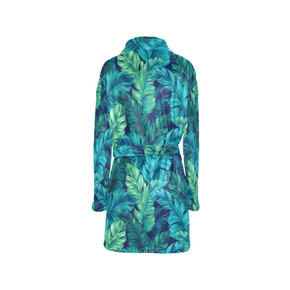 Banana Leaf Pattern Print Design BL05 Women's Fleece Robe