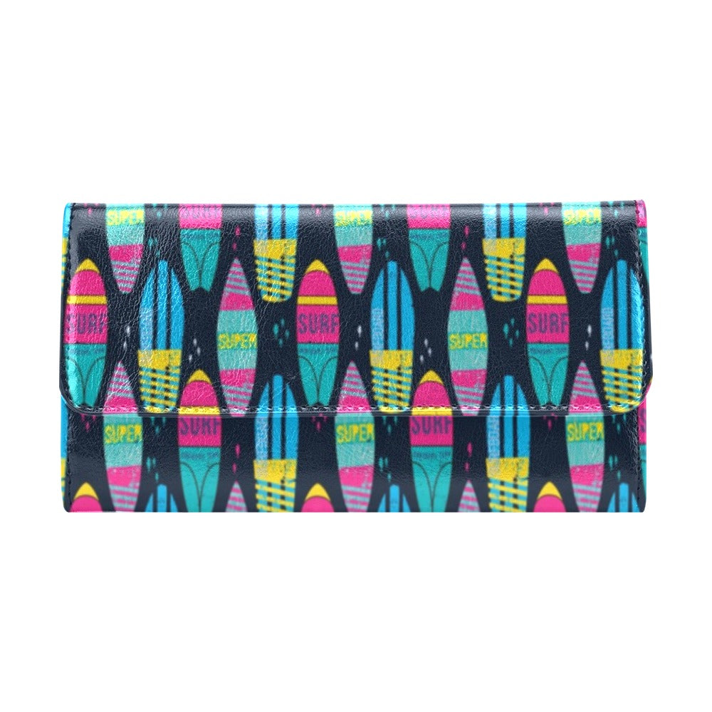 Surfboard Colorful Print Design LKS302 Women's Trifold Wallet