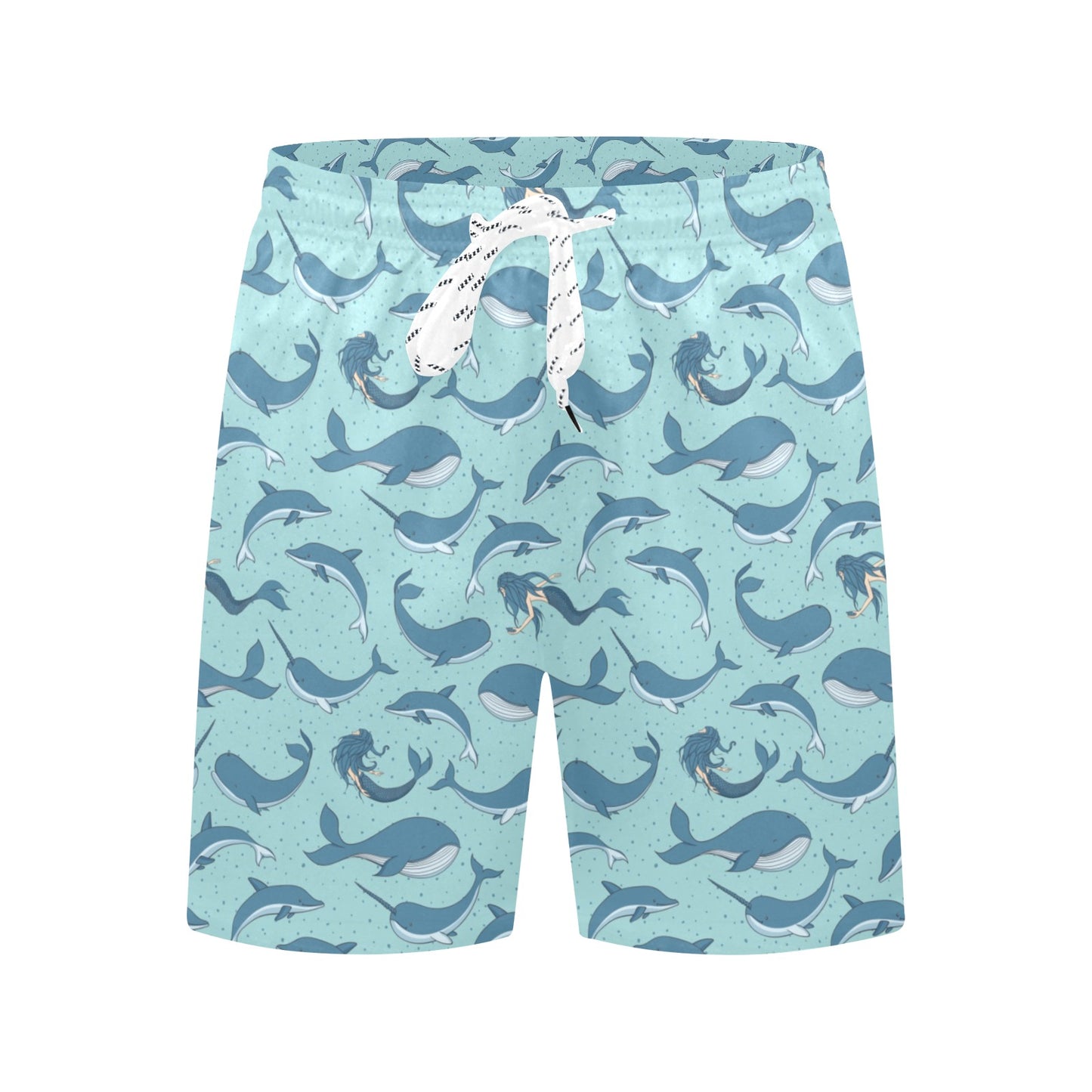 Narwhal Themed Print Men's Swim Trunks Beach Shorts