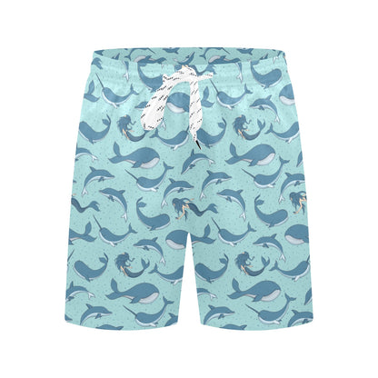 Narwhal Themed Print Men's Swim Trunks Beach Shorts