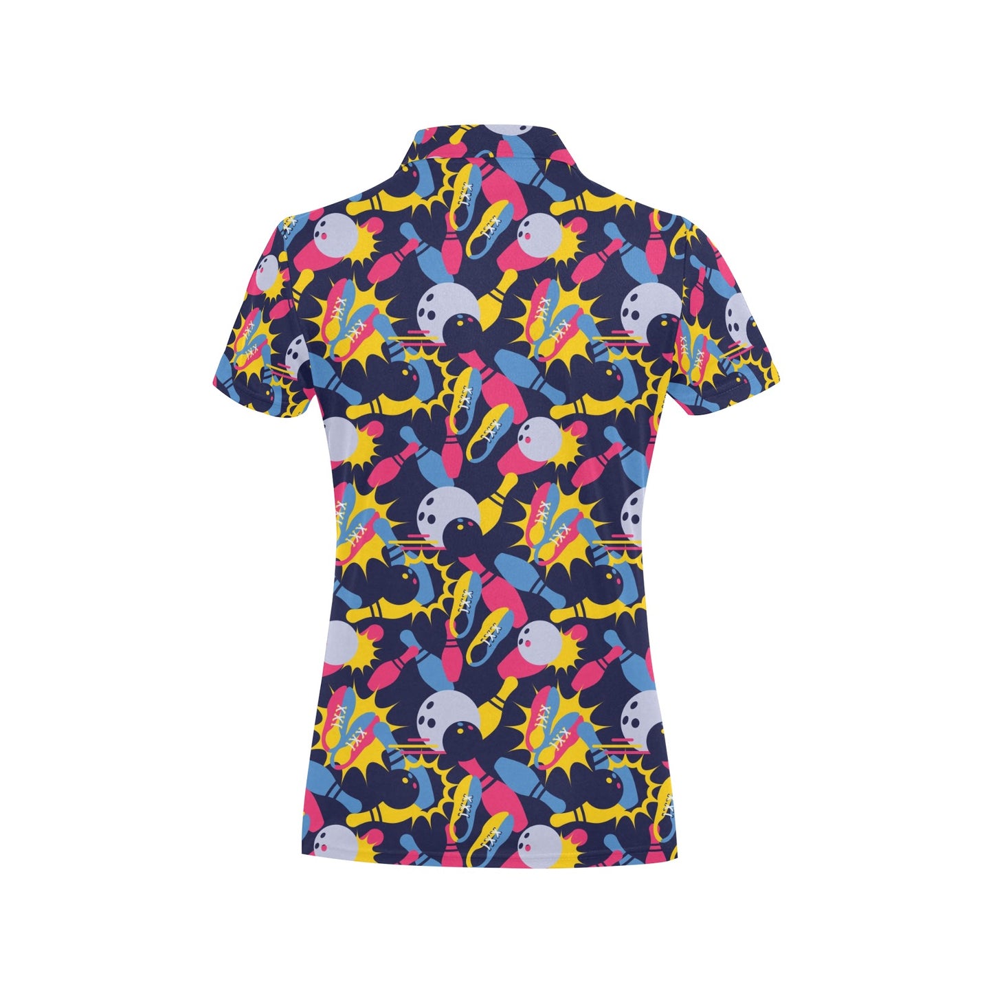 Bowling Pattern Print Design 02 Women's Polo Shirt