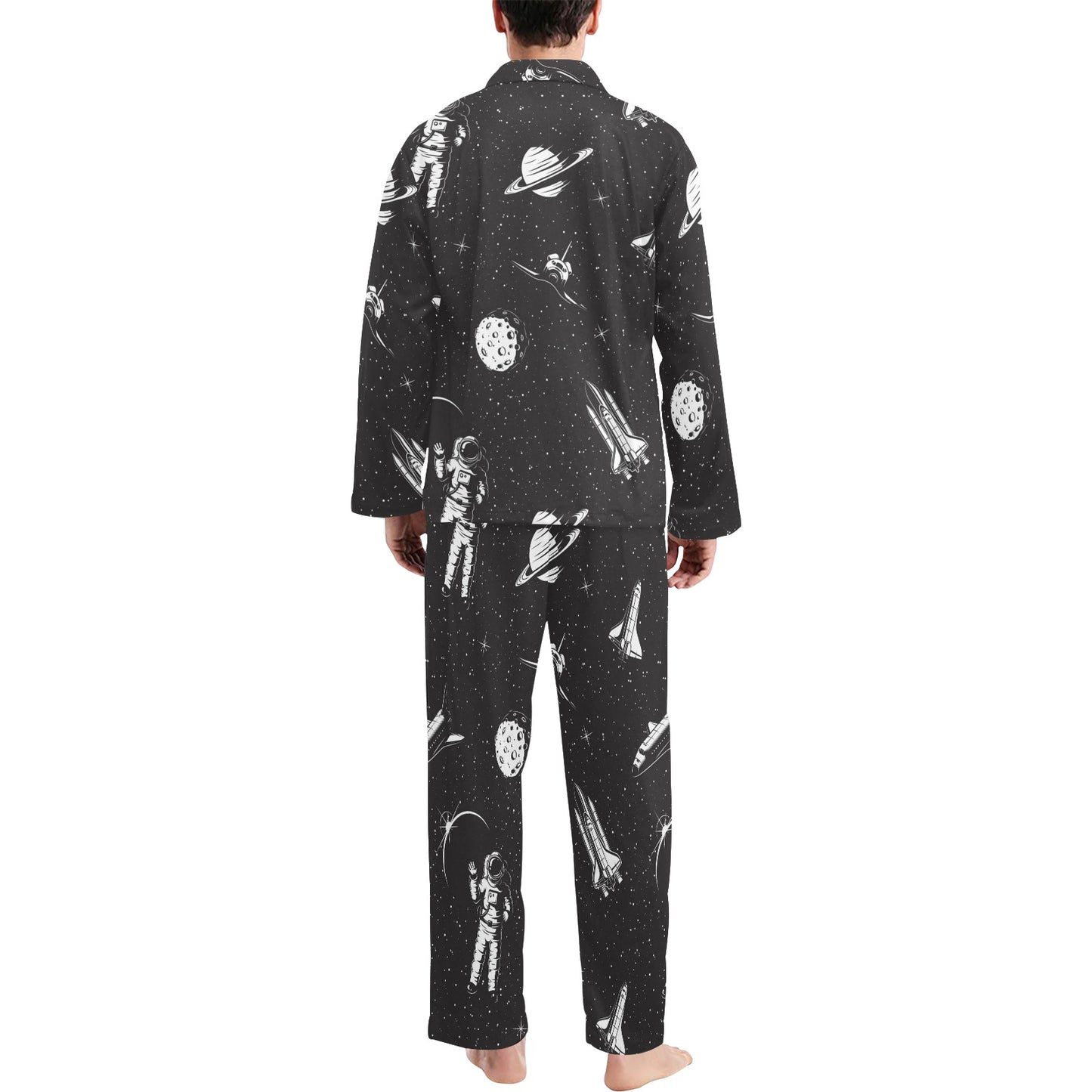 Space Pattern Men's Long Pajama Set