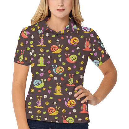 Snail Pattern Print Design 01 Women's Polo Shirt