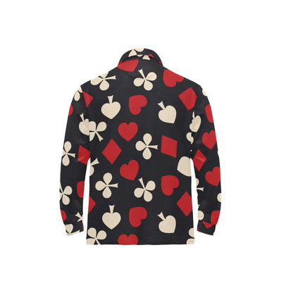 Poker Cards Pattern Print Design A02 Long Sleeve Polo Shirt For Men's