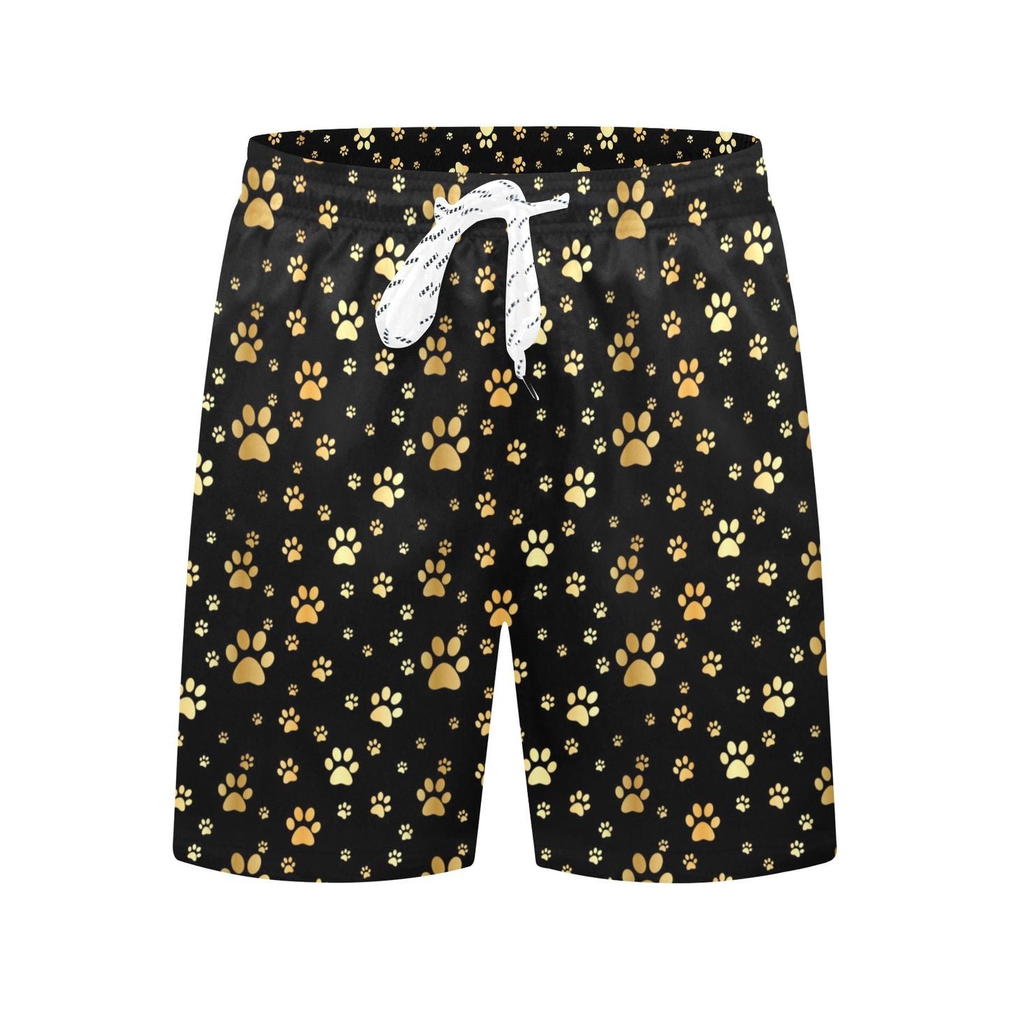 Paw Gold Print Men's Swim Trunks Beach Shorts