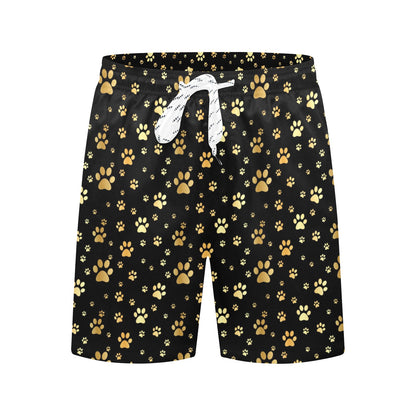 Paw Gold Print Men's Swim Trunks Beach Shorts
