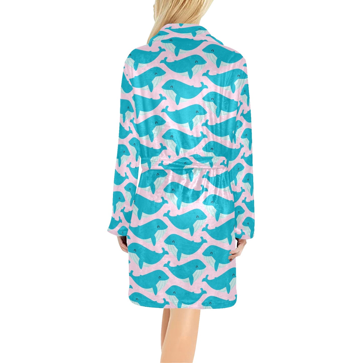 Whale Print Design LKS302 Women's Fleece Robe