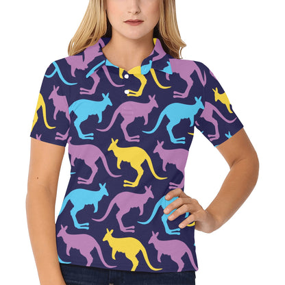 Kangaroos Pattern Print Design 02 Women's Polo Shirt