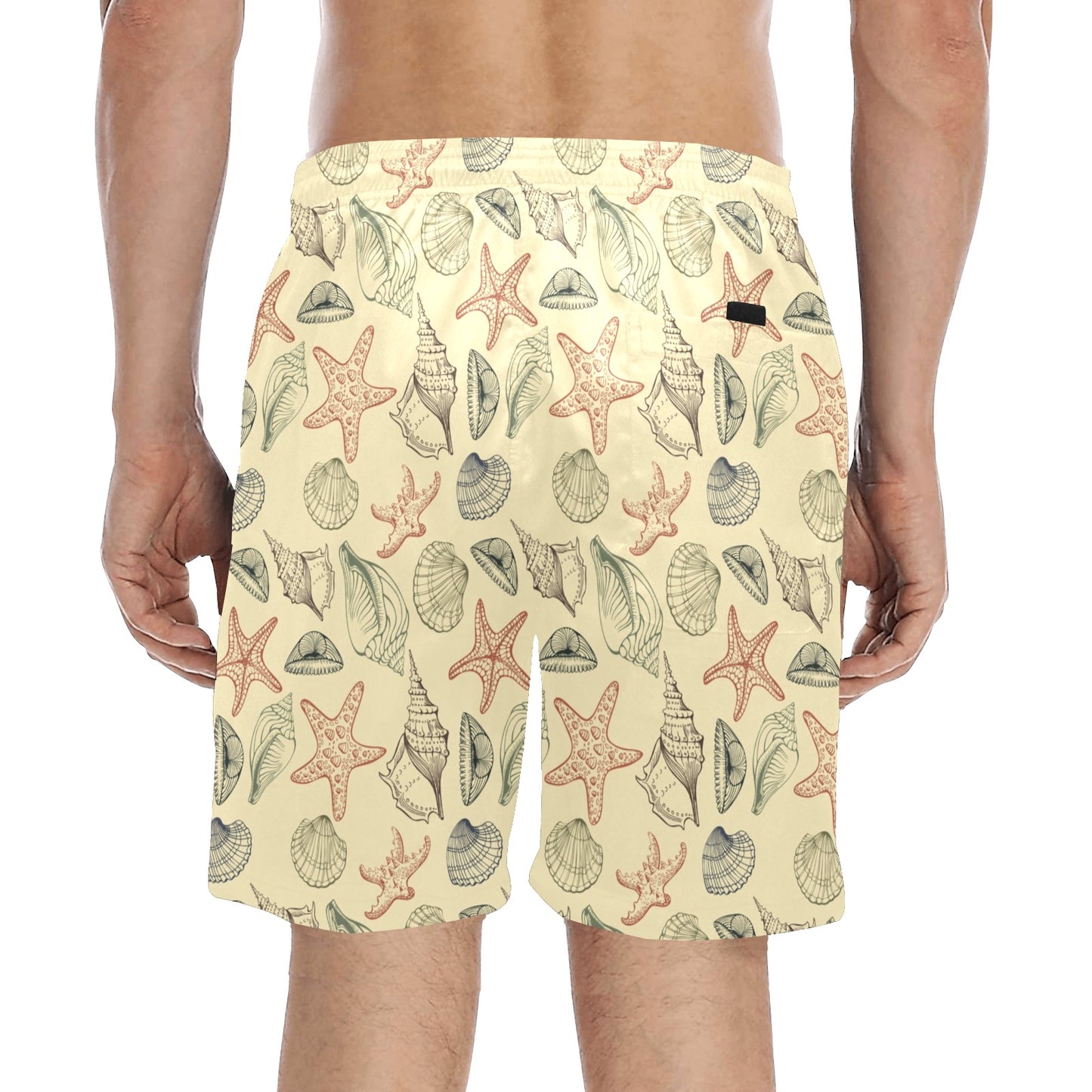 Seashell Print Design LKS305 Men's Swim Trunks Beach Shorts