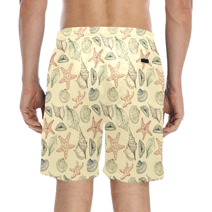Seashell Print Design LKS305 Men's Swim Trunks Beach Shorts