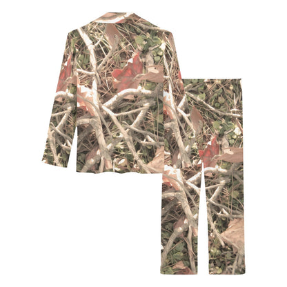 Camouflage Realistic Tree Authumn Print Women's Long Pajama Set