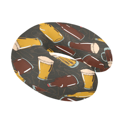 Beer Pattern Print Design 03 U-Shaped Travel Neck Pillow