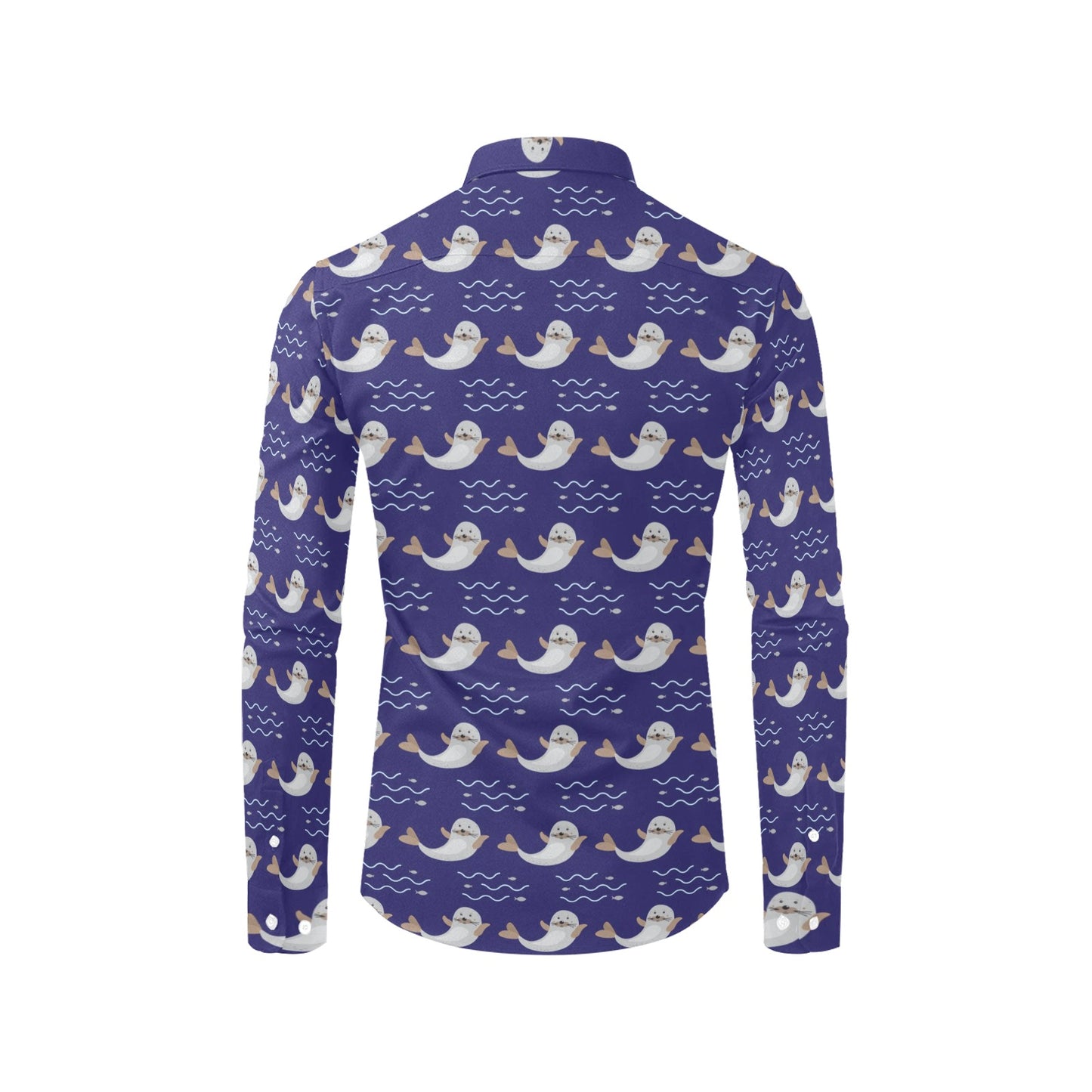 Sea Lion Print Design LKS404 Men's Long Sleeve Dress Shirt