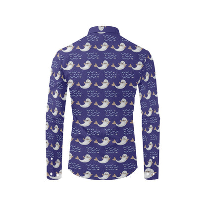 Sea Lion Print Design LKS404 Men's Long Sleeve Dress Shirt