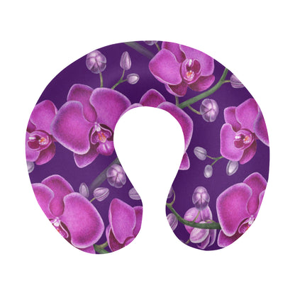Orchid Pattern Print Design A03 U-Shaped Travel Neck Pillow