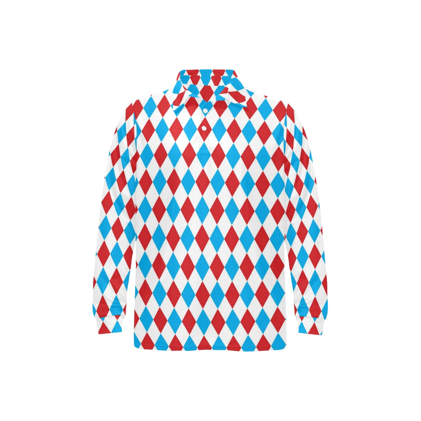 Harlequin Print Design LKS402 Long Sleeve Polo Shirt For Men's
