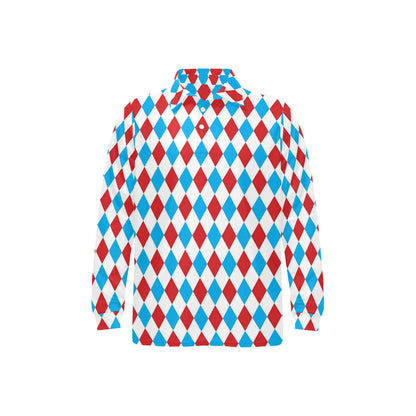 Harlequin Print Design LKS402 Long Sleeve Polo Shirt For Men's