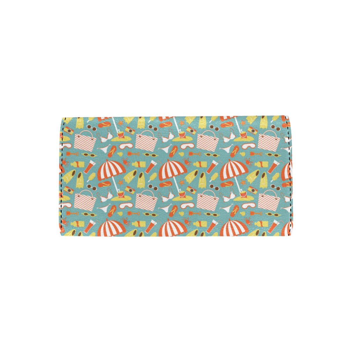 Beach Scene Pattern Print Design 02 Women's Trifold Wallet