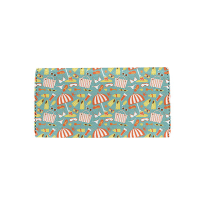 Beach Scene Pattern Print Design 02 Women's Trifold Wallet