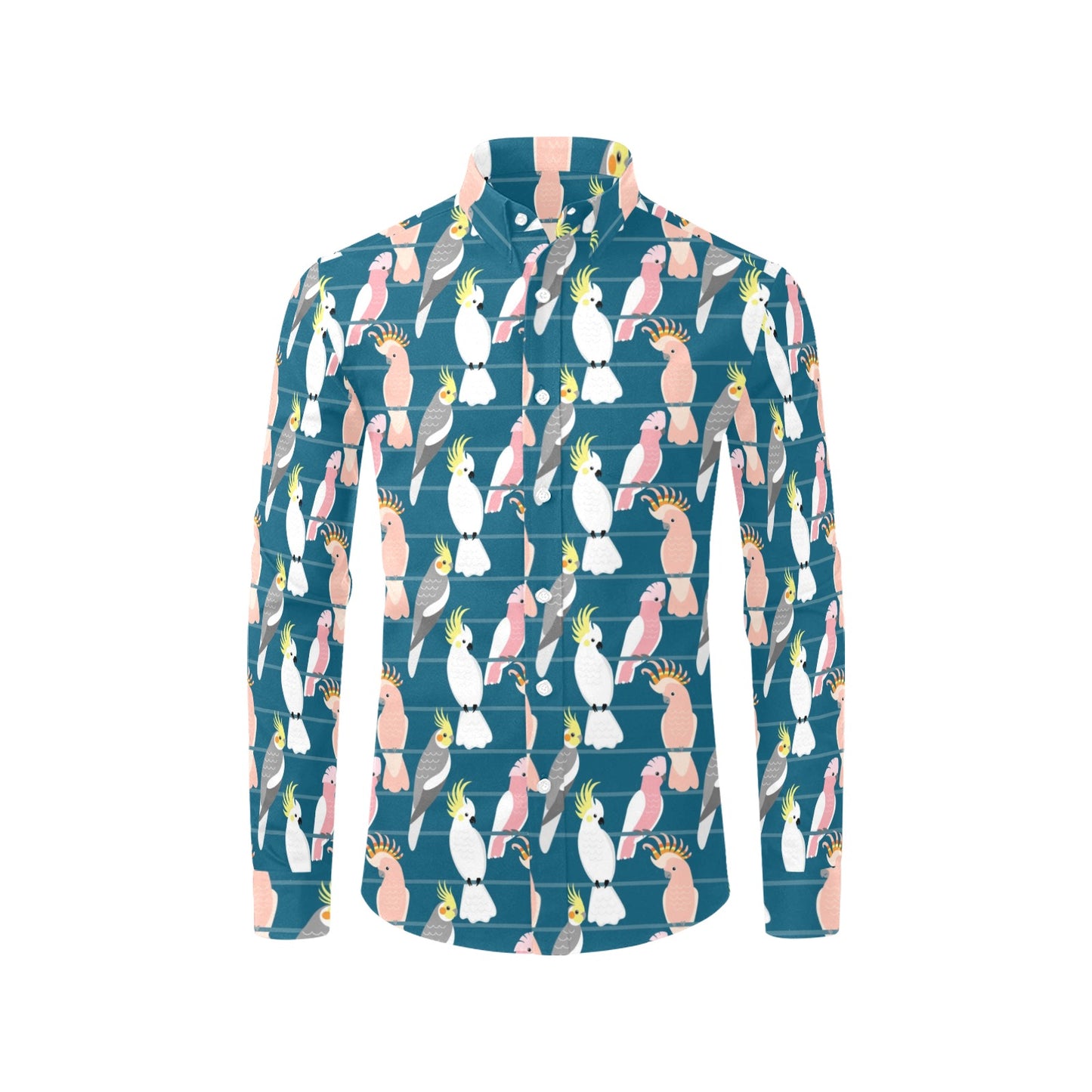 Cockatoo Print Design LKS401 Men's Long Sleeve Dress Shirt
