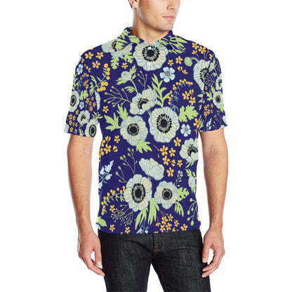 Anemone Pattern Print Design AM06 Men Polo Shirt