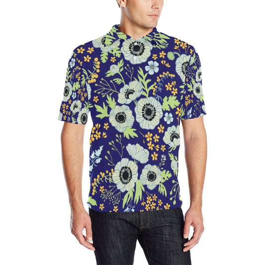 Anemone Pattern Print Design AM06 Men Polo Shirt