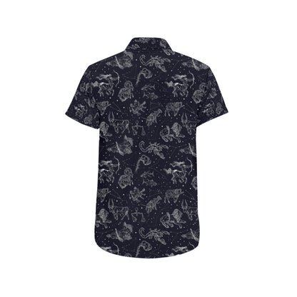 Zodiac Print Design LKS304 Men Short Sleeve Button Up Shirt